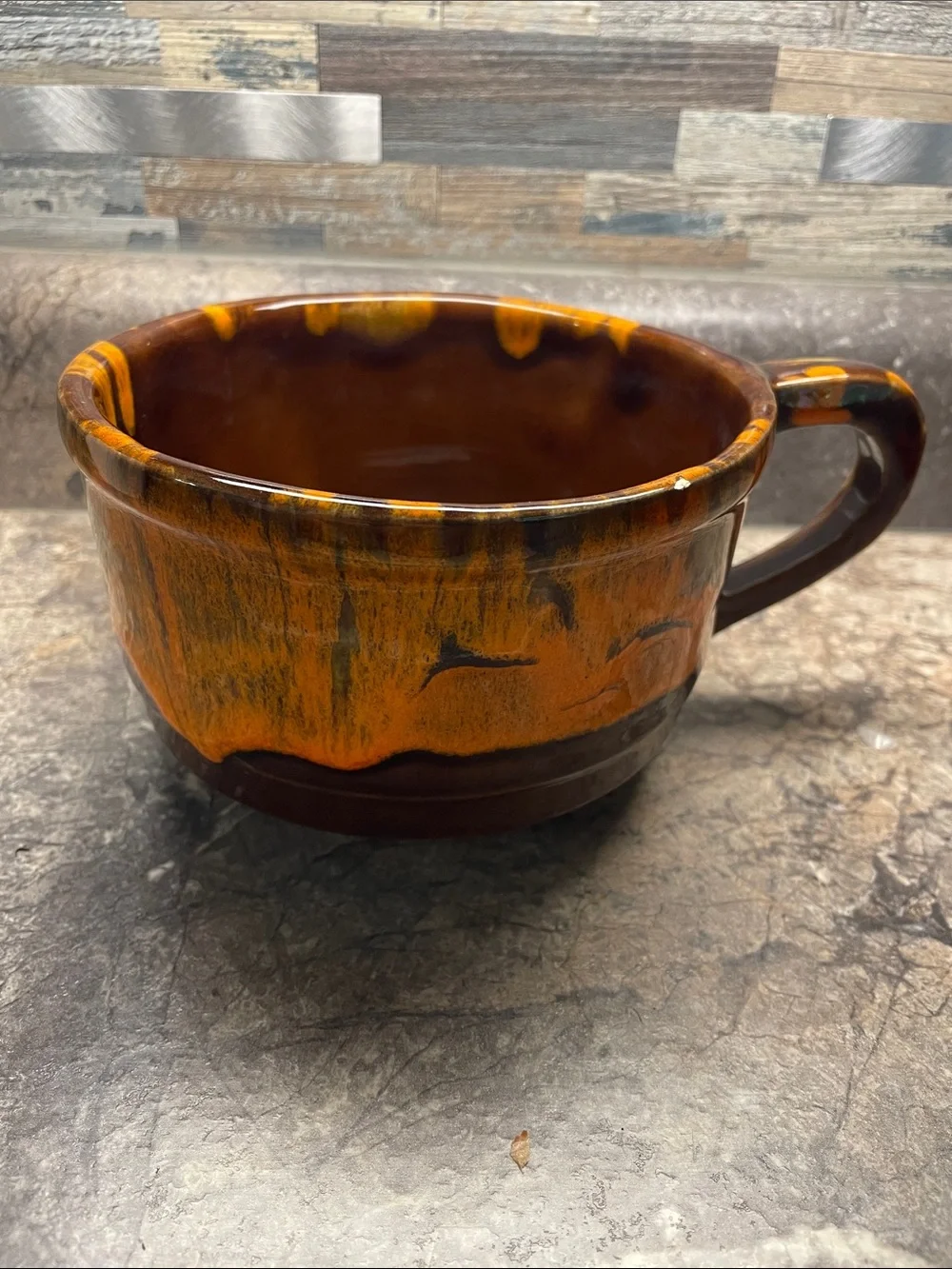 Handcrafted Drip Glaze Brown & Orange Ceramic planter
